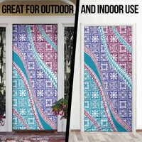 Hawaiian Quilt Pattern Door Cover Purple Blue Color Mixed - Polynesian Pride