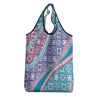 Hawaiian Quilt Pattern Grocery Bag Purple Blue Color Mixed - Polynesian Pride