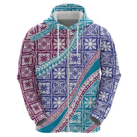 Hawaiian Quilt Pattern Hoodie Purple Blue Color Mixed - Polynesian Pride