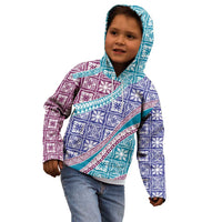 Hawaiian Quilt Pattern Kid Hoodie Purple Blue Color Mixed - Polynesian Pride