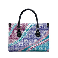 Hawaiian Quilt Pattern Leather Bag Purple Blue Color Mixed - Polynesian Pride