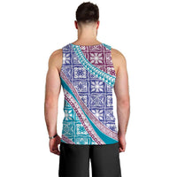 Hawaiian Quilt Pattern Men Tank Top Purple Blue Color Mixed - Polynesian Pride