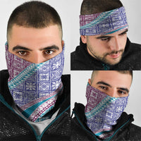 Hawaiian Quilt Pattern Neck Gaiter Purple Blue Color Mixed - Polynesian Pride