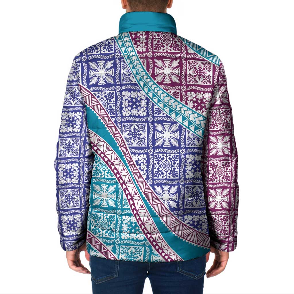 Hawaiian Quilt Pattern Padded Jacket Purple Blue Color Mixed - Polynesian Pride