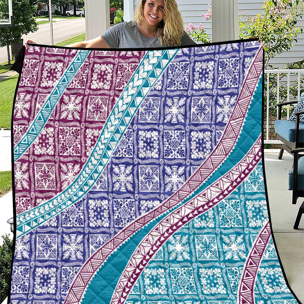 Hawaiian Quilt Pattern Quilt Purple Blue Color Mixed - Polynesian Pride
