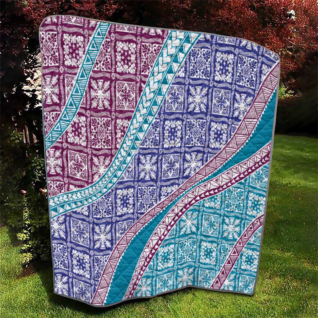Hawaiian Quilt Pattern Quilt Purple Blue Color Mixed - Polynesian Pride