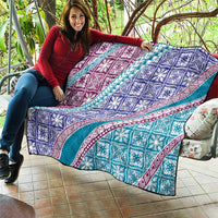 Hawaiian Quilt Pattern Quilt Purple Blue Color Mixed - Polynesian Pride