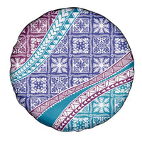 Hawaiian Quilt Pattern Spare Tire Cover Purple Blue Color Mixed - Polynesian Pride