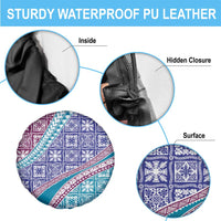 Hawaiian Quilt Pattern Spare Tire Cover Purple Blue Color Mixed - Polynesian Pride