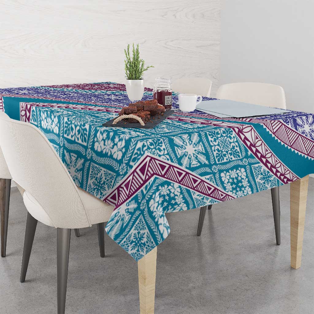 Hawaiian Quilt Pattern Tablecloth Purple Blue Color Mixed - Polynesian Pride