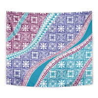 Hawaiian Quilt Pattern Tapestry Purple Blue Color Mixed - Polynesian Pride