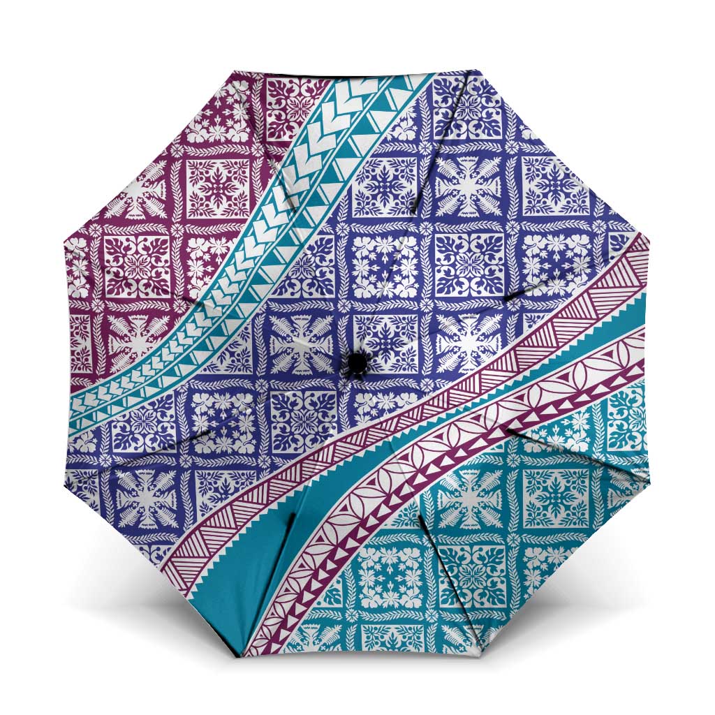 Hawaiian Quilt Pattern Umbrella Purple Blue Color Mixed - Polynesian Pride