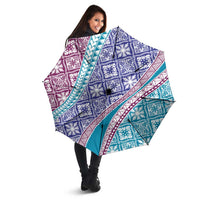 Hawaiian Quilt Pattern Umbrella Purple Blue Color Mixed - Polynesian Pride