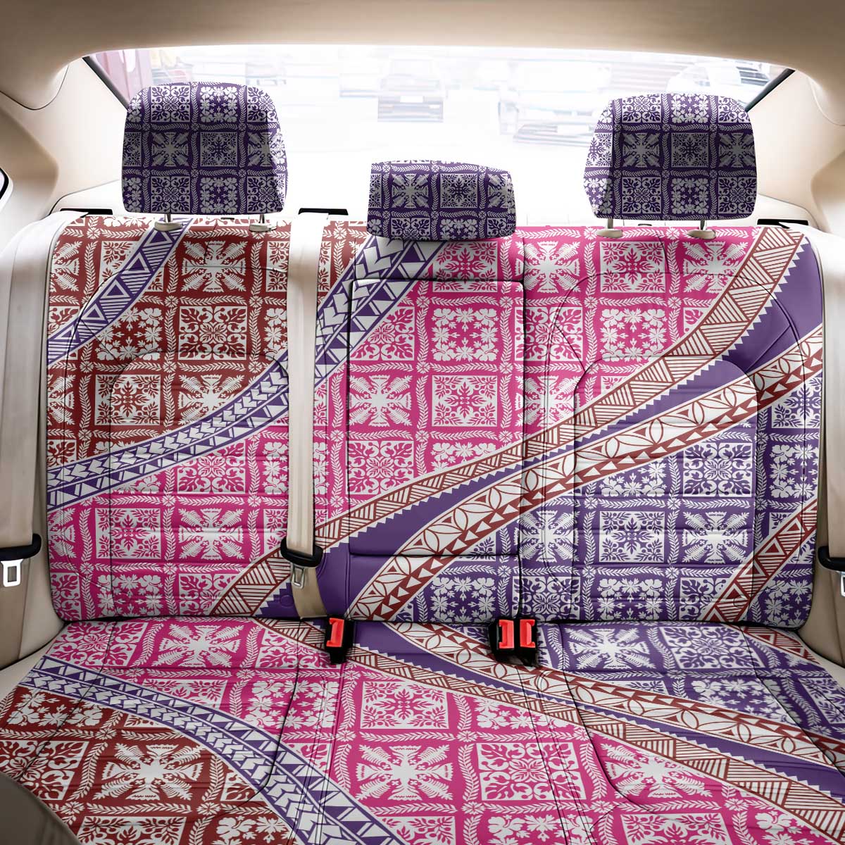 Hawaiian Quilt Pattern Back Car Seat Cover Sweet Color Mixed - Polynesian Pride