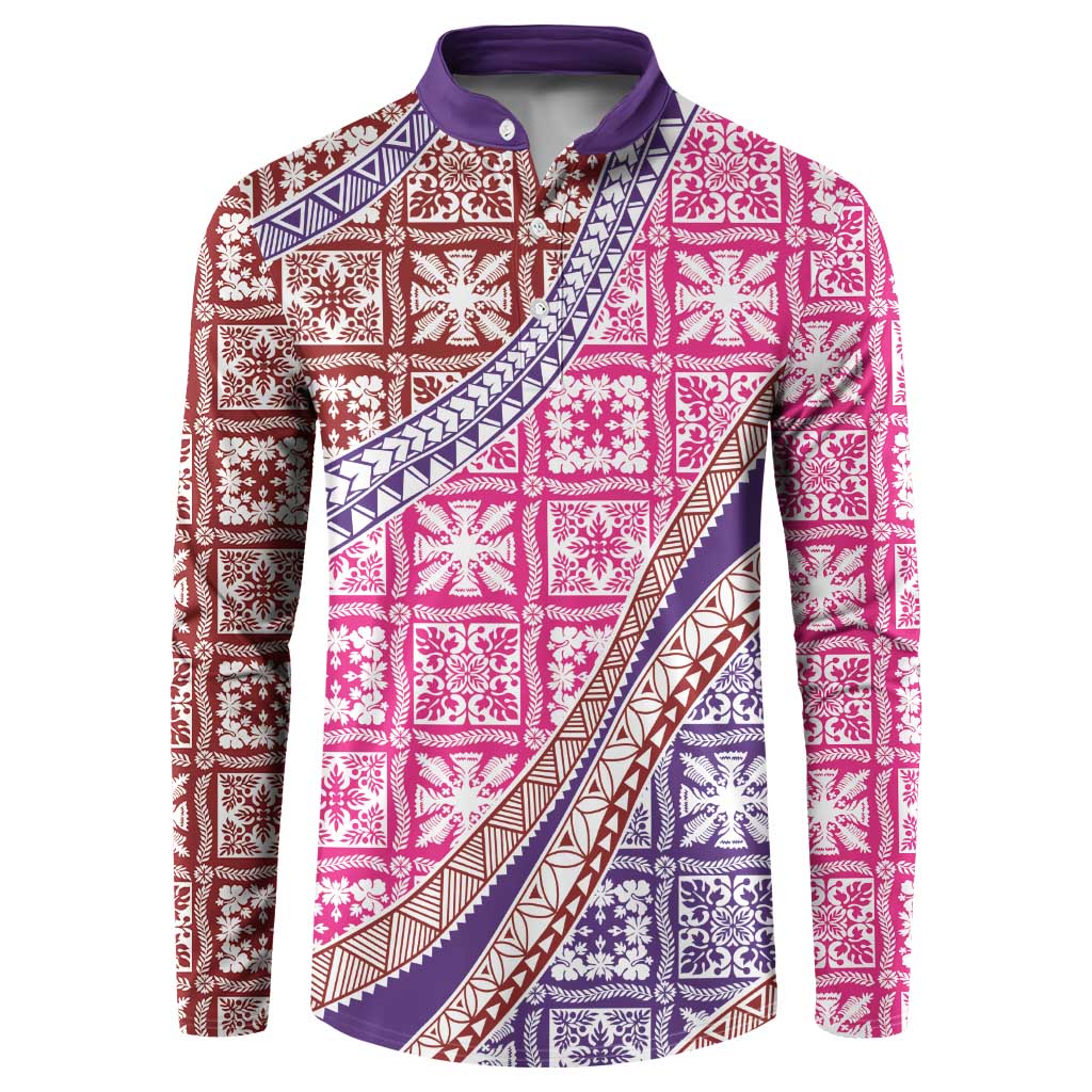 Hawaiian Quilt Pattern Button Sweatshirt Sweet Color Mixed - Polynesian Pride