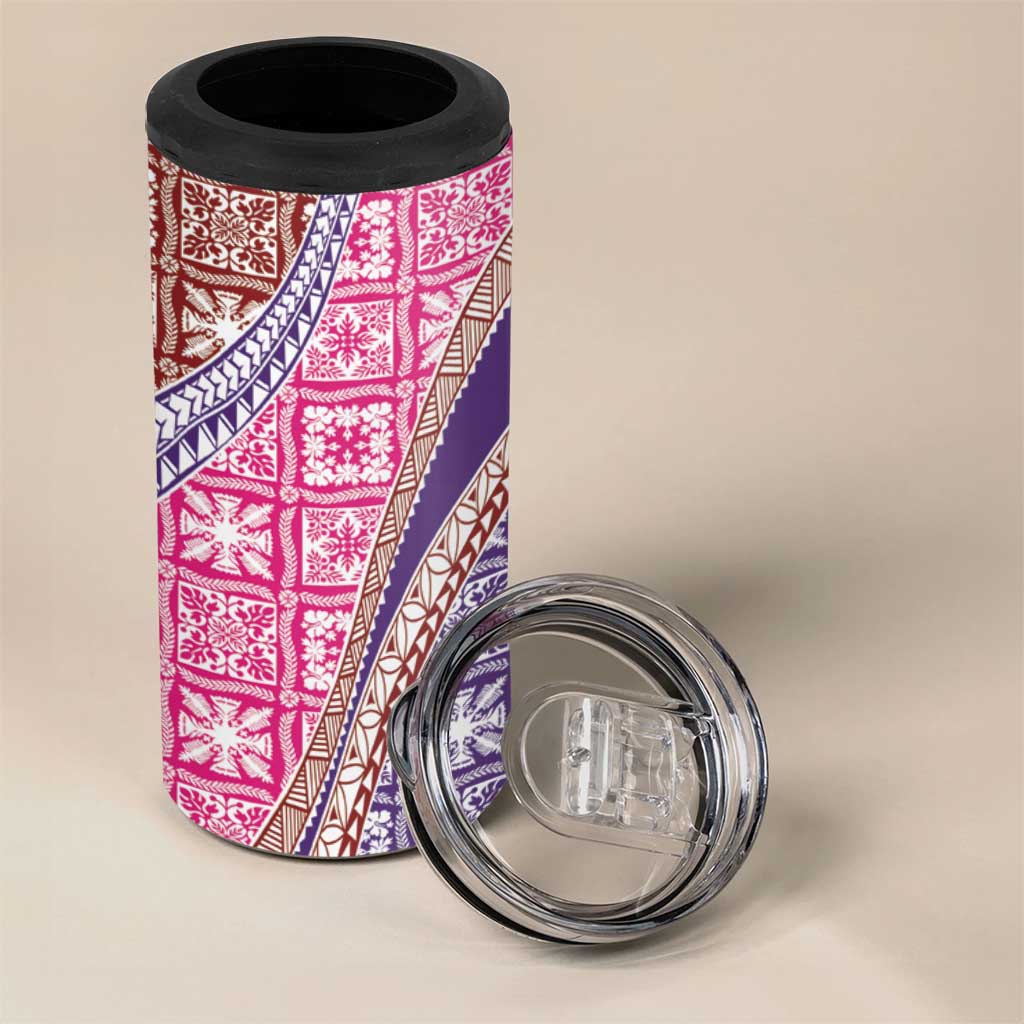 Hawaiian Quilt Pattern 4 in 1 Can Cooler Tumbler Sweet Color Mixed - Polynesian Pride