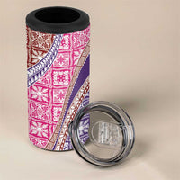 Hawaiian Quilt Pattern 4 in 1 Can Cooler Tumbler Sweet Color Mixed - Polynesian Pride