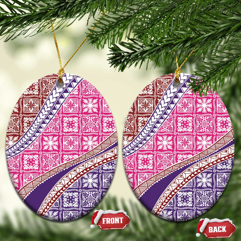 Hawaiian Quilt Pattern Ceramic Ornament Sweet Color Mixed - Polynesian Pride