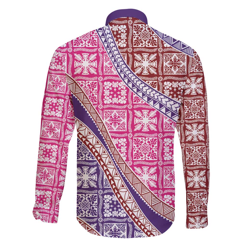 Hawaiian Quilt Pattern Family Matching Long Sleeve Bodycon Dress and Hawaiian Shirt Sweet Color Mixed - Polynesian Pride