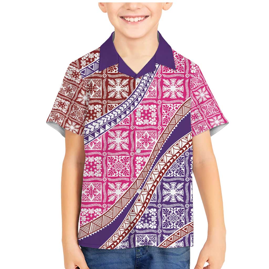 Hawaiian Quilt Pattern Family Matching Mermaid Dress and Hawaiian Shirt Sweet Color Mixed - Polynesian Pride