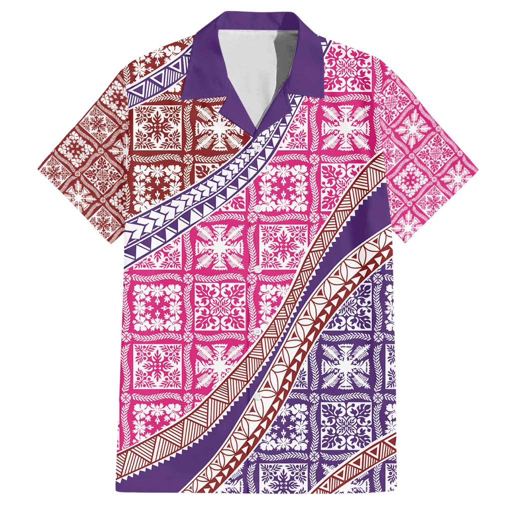 Hawaiian Quilt Pattern Family Matching Off Shoulder Maxi Dress and Hawaiian Shirt Sweet Color Mixed - Polynesian Pride