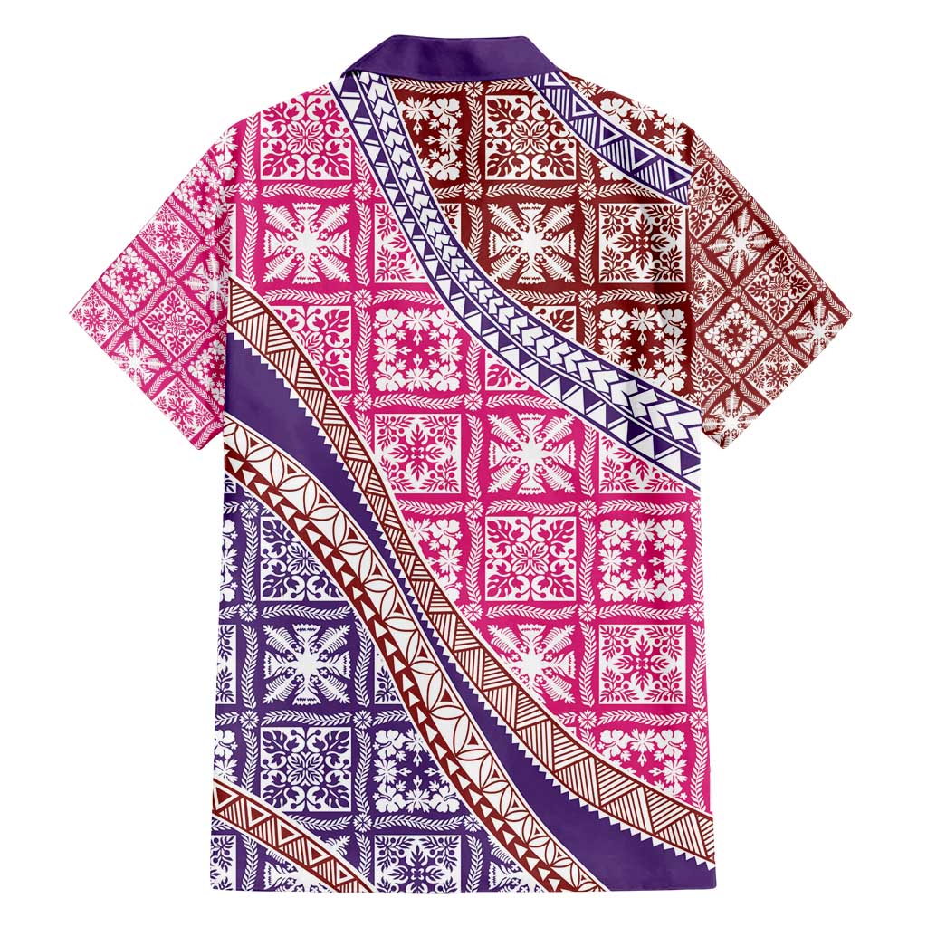 Hawaiian Quilt Pattern Family Matching Off Shoulder Maxi Dress and Hawaiian Shirt Sweet Color Mixed - Polynesian Pride