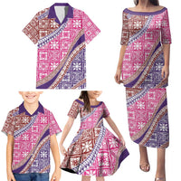 Hawaiian Quilt Pattern Family Matching Puletasi and Hawaiian Shirt Sweet Color Mixed - Polynesian Pride