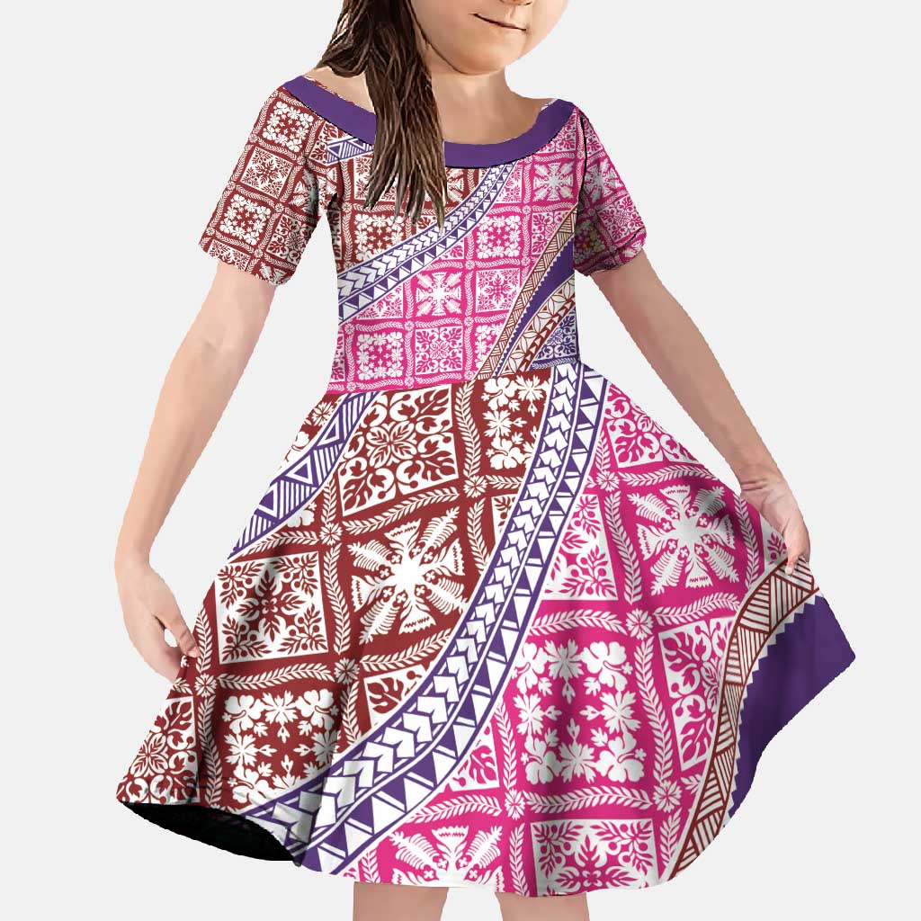 Hawaiian Quilt Pattern Family Matching Tank Maxi Dress and Hawaiian Shirt Sweet Color Mixed - Polynesian Pride