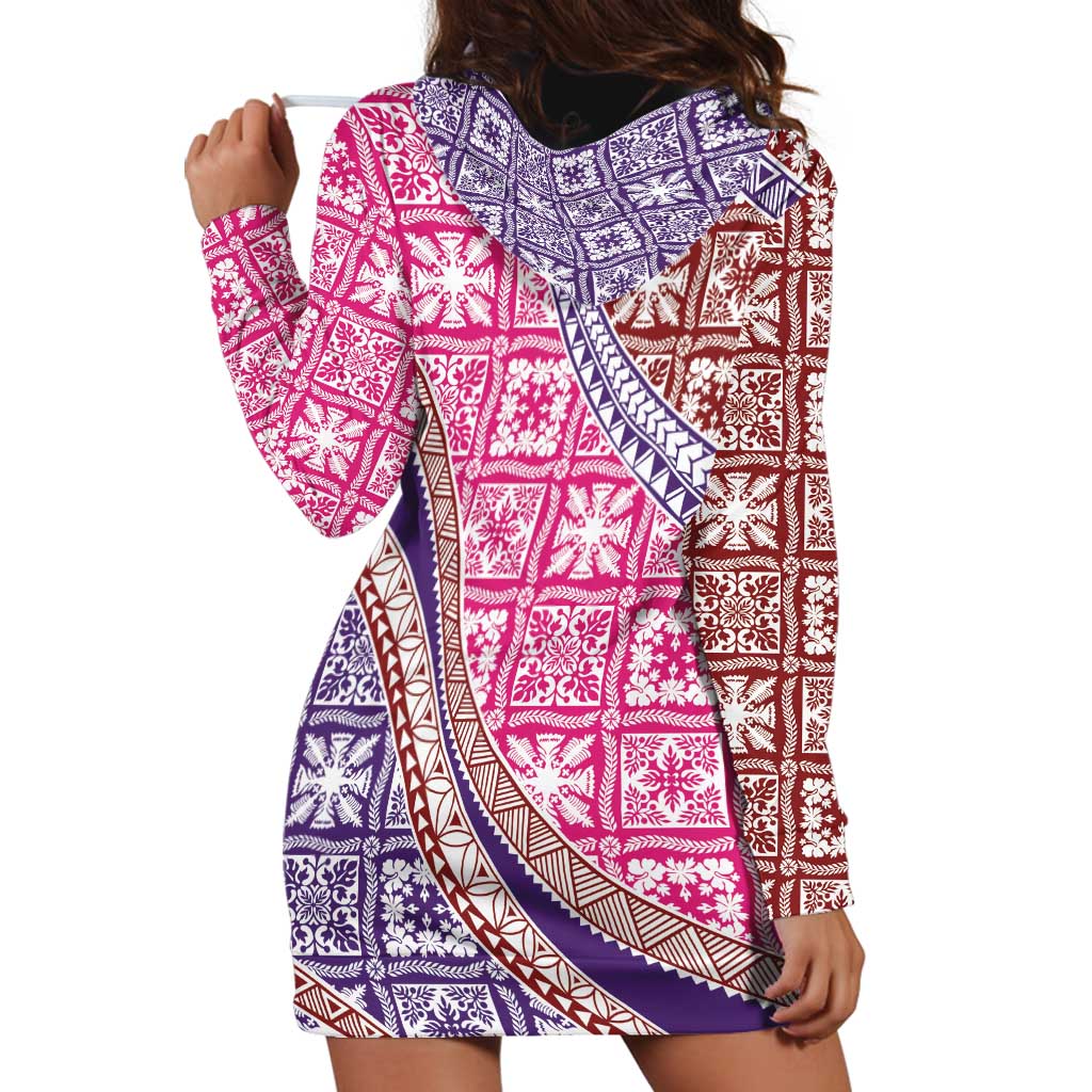 Hawaiian Quilt Pattern Hoodie Dress Sweet Color Mixed - Polynesian Pride