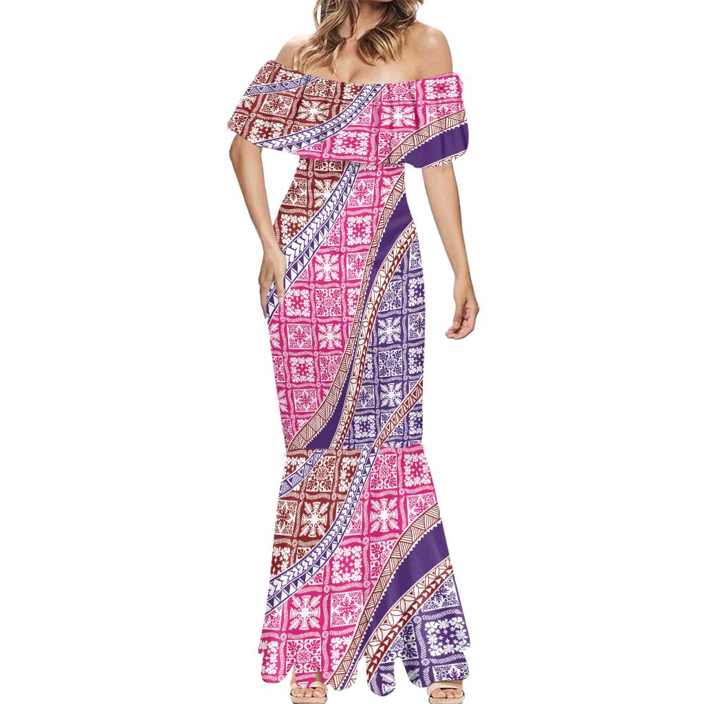 Hawaiian Quilt Pattern Mermaid Dress Sweet Color Mixed - Polynesian Pride
