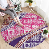 Hawaiian Quilt Pattern Round Carpet Sweet Color Mixed - Polynesian Pride