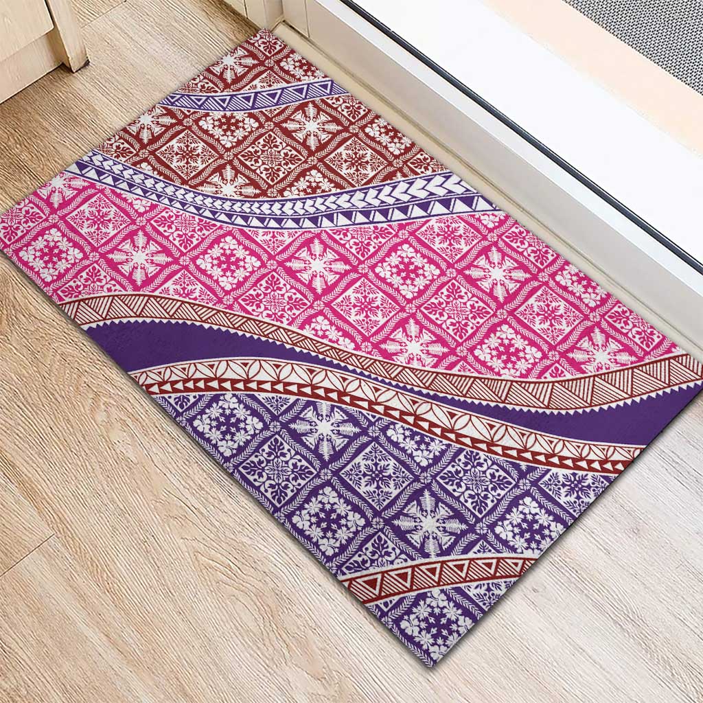 Hawaiian Quilt Pattern Rubber Doormat Sweet Color Mixed - Polynesian Pride