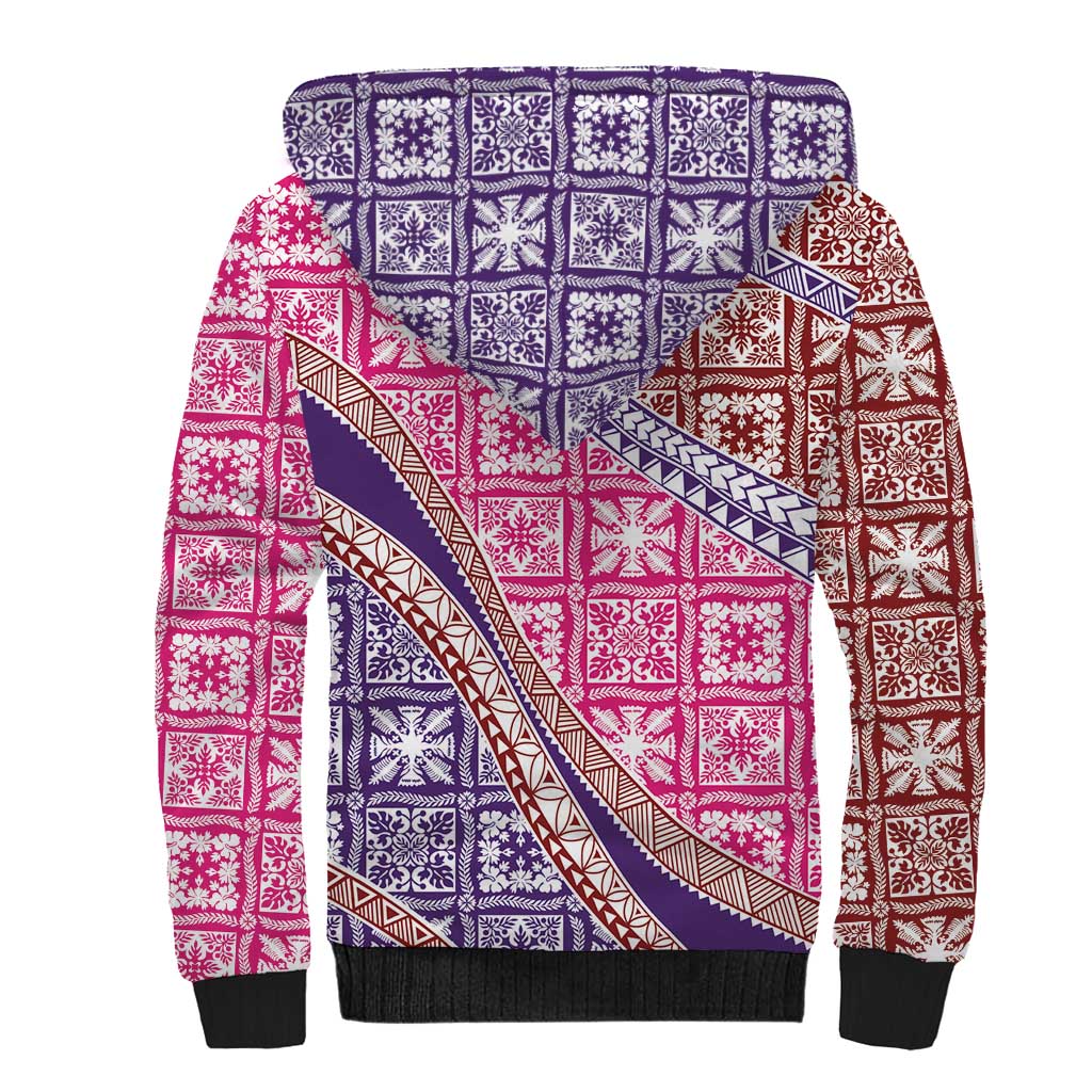 Hawaiian Quilt Pattern Sherpa Hoodie Sweet Color Mixed - Polynesian Pride