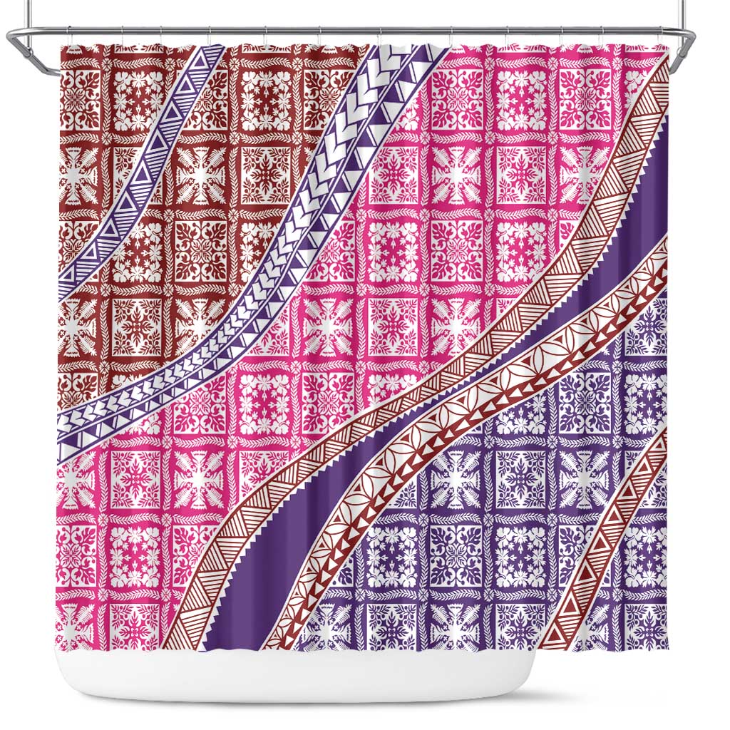 Hawaiian Quilt Pattern Shower Curtain Sweet Color Mixed - Polynesian Pride