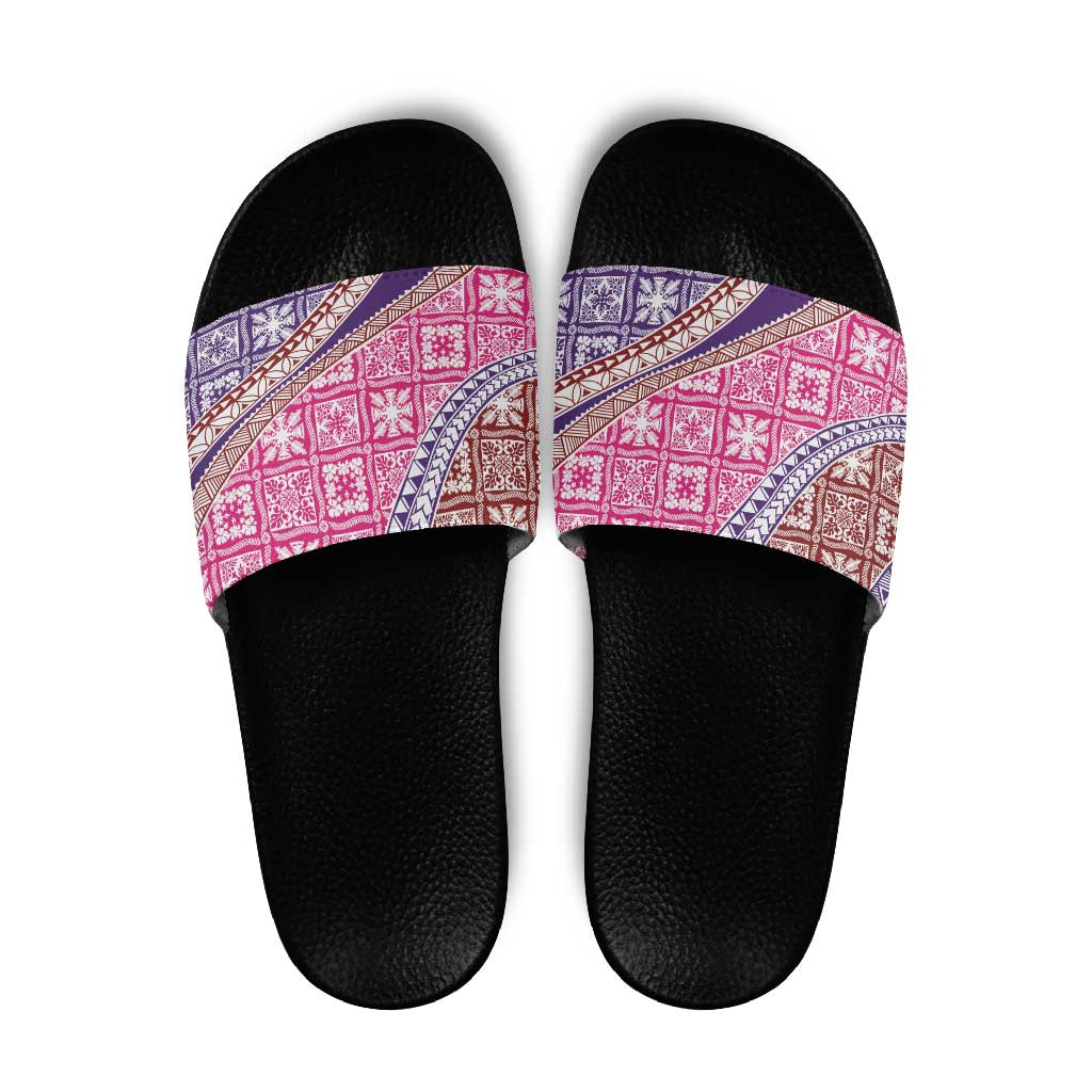Hawaiian Quilt Pattern Slide Sandals Sweet Color Mixed - Polynesian Pride
