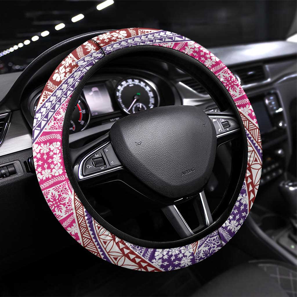Hawaiian Quilt Pattern Steering Wheel Cover Sweet Color Mixed - Polynesian Pride