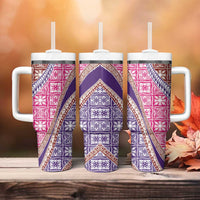 Hawaiian Quilt Pattern Tumbler With Handle Sweet Color Mixed - Polynesian Pride