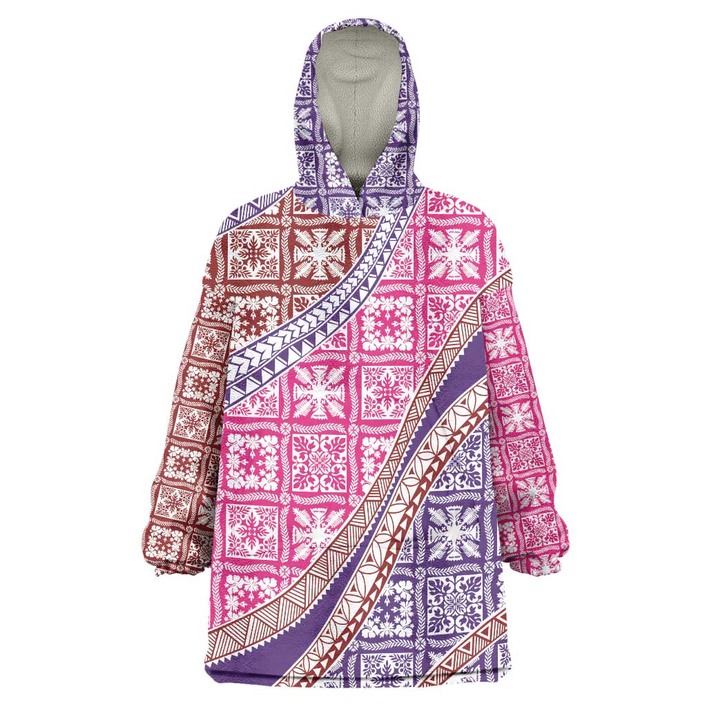 Hawaiian Quilt Pattern Wearable Blanket Hoodie Sweet Color Mixed - Polynesian Pride