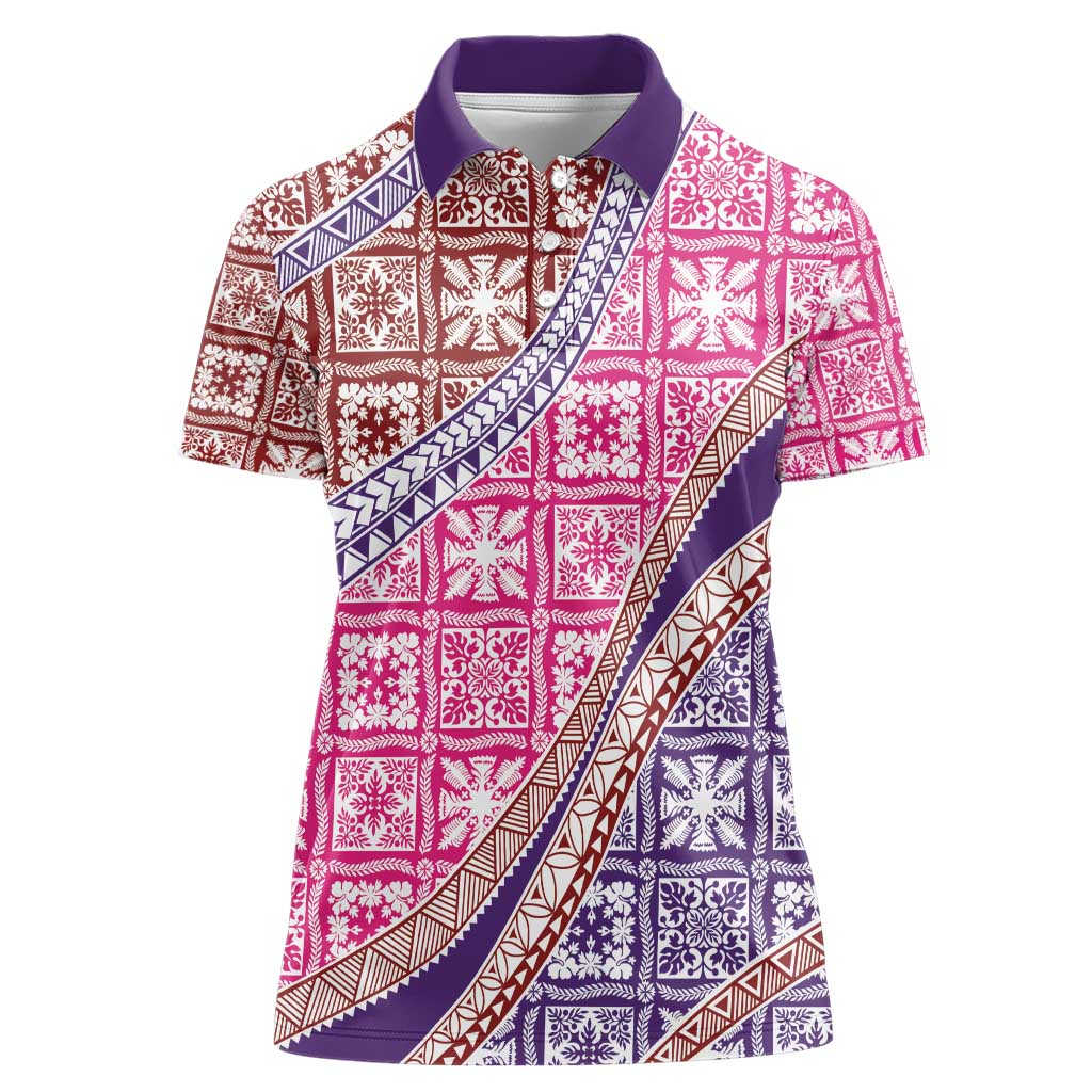 Hawaiian Quilt Pattern Women Polo Shirt Sweet Color Mixed - Polynesian Pride