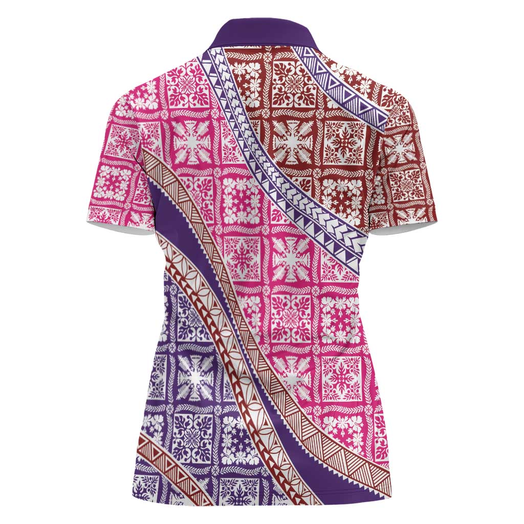 Hawaiian Quilt Pattern Women Polo Shirt Sweet Color Mixed - Polynesian Pride