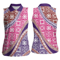 Hawaiian Quilt Pattern Women Sleeveless Polo Shirt Sweet Color Mixed - Polynesian Pride