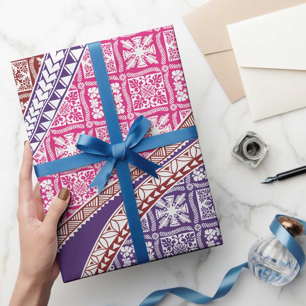 Hawaiian Quilt Pattern Wrapping Paper Sweet Color Mixed - Polynesian Pride