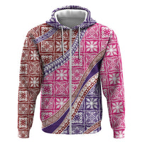 Hawaiian Quilt Pattern Zip Hoodie Sweet Color Mixed - Polynesian Pride