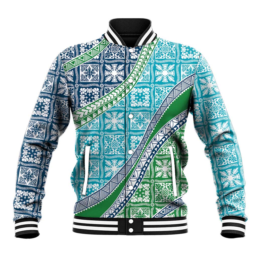 Hawaiian Quilt Pattern Baseball Jacket Fresh Color Mixed - Polynesian Pride
