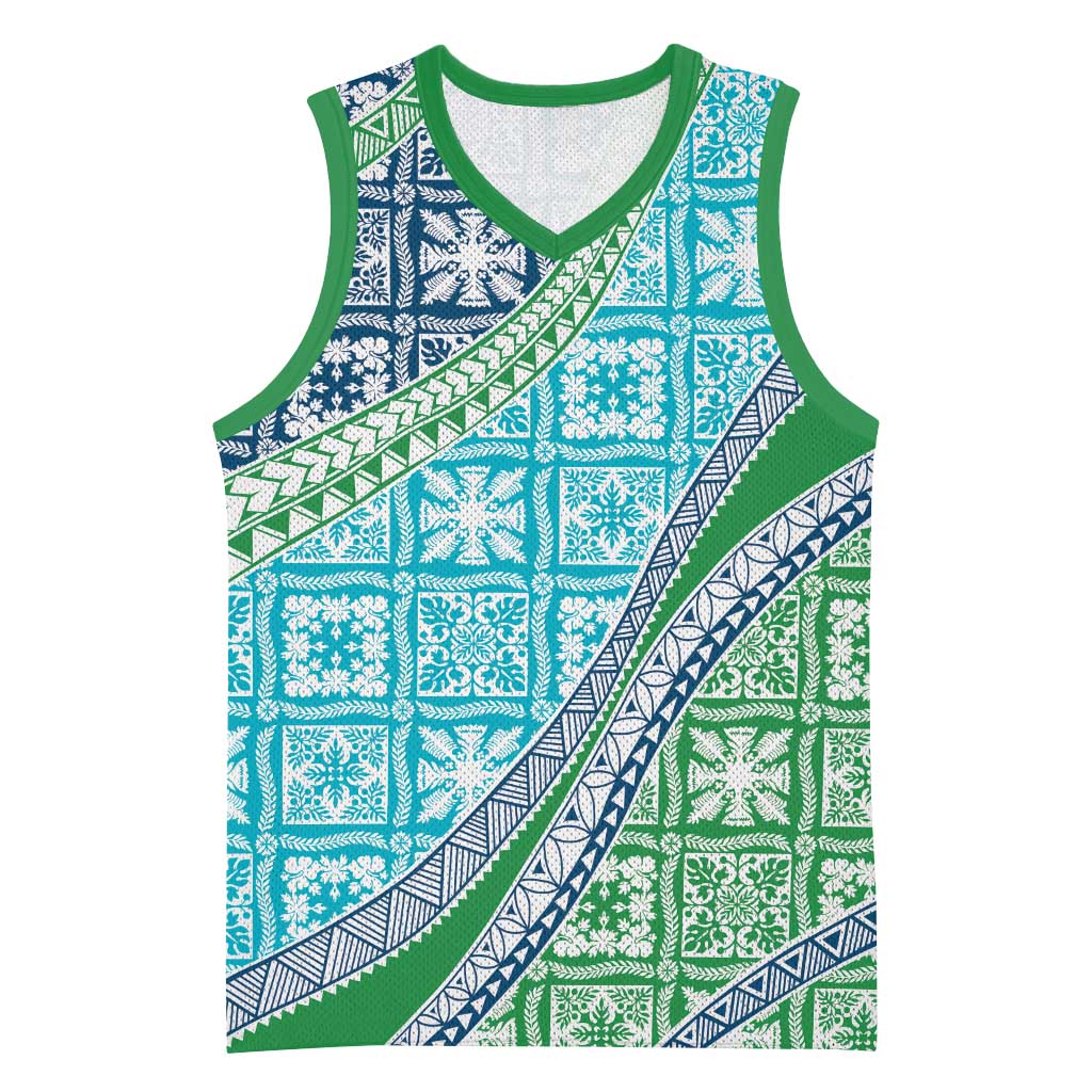 Hawaiian Quilt Pattern Basketball Jersey Fresh Color Mixed - Polynesian Pride