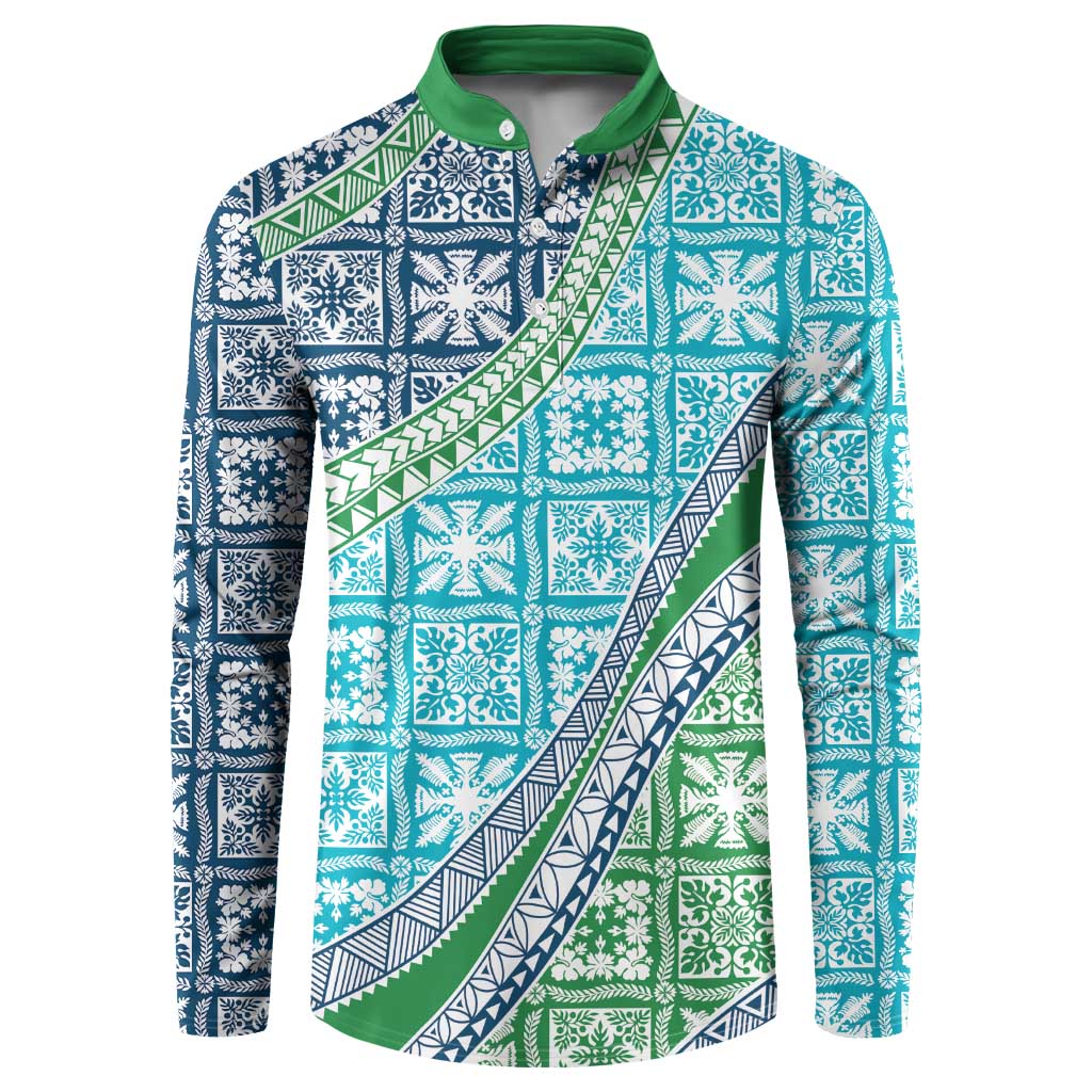 Hawaiian Quilt Pattern Button Sweatshirt Fresh Color Mixed - Polynesian Pride