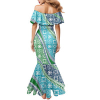 Hawaiian Quilt Pattern Family Matching Mermaid Dress and Hawaiian Shirt Fresh Color Mixed - Polynesian Pride
