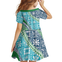 Hawaiian Quilt Pattern Family Matching Off The Shoulder Long Sleeve Dress and Hawaiian Shirt Fresh Color Mixed - Polynesian Pride