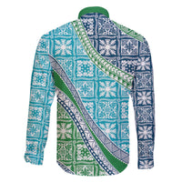 Hawaiian Quilt Pattern Family Matching Off The Shoulder Long Sleeve Dress and Hawaiian Shirt Fresh Color Mixed - Polynesian Pride