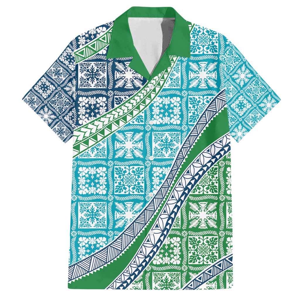 Hawaiian Quilt Pattern Family Matching Off Shoulder Maxi Dress and Hawaiian Shirt Fresh Color Mixed - Polynesian Pride